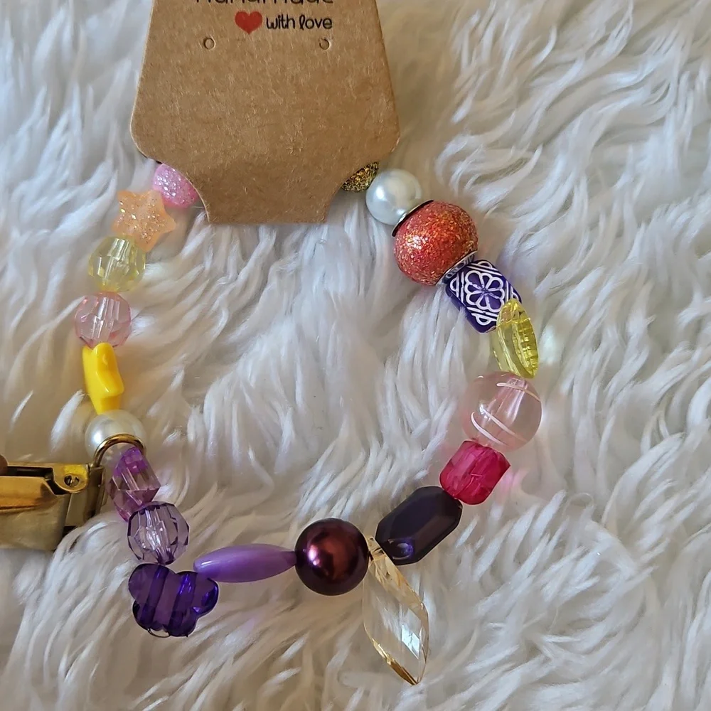 Handmade Bag Charm Accessory Colorful Beaded Bracelet stretchy kid's jewelry 4
